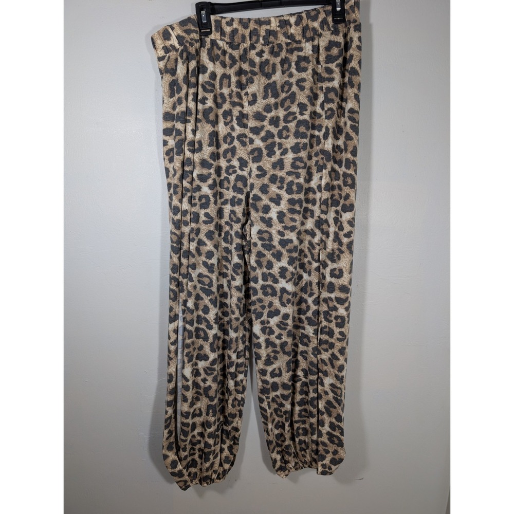 ZENANA OUTFITTERS Leopard Print Knit Harem Joggers NEW Size 2X